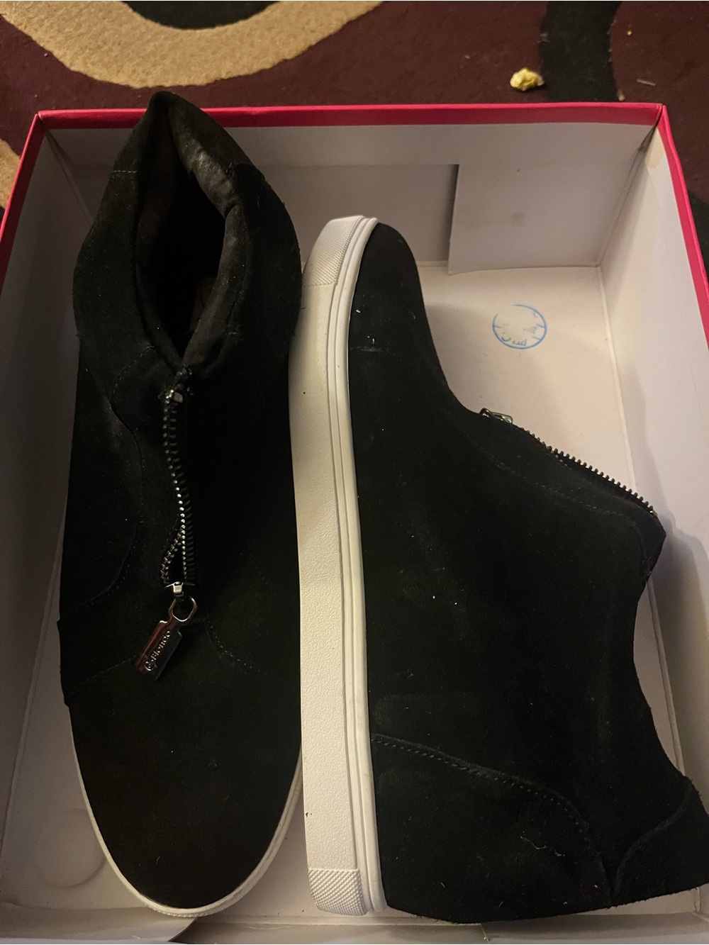 Men's Black Suede Zip-Front Casual Sneakers